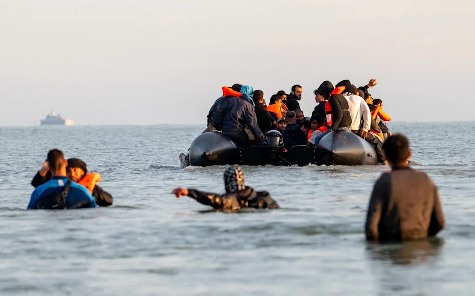 Migrants travel via small boats
