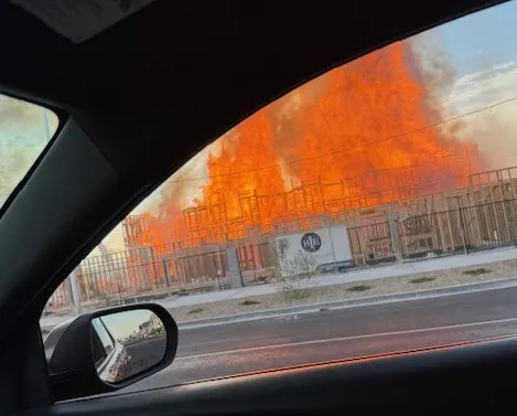 The fire at 6500 N. Fifth Street destroyed a building under construction. (Credit: Jennifer Rendon)