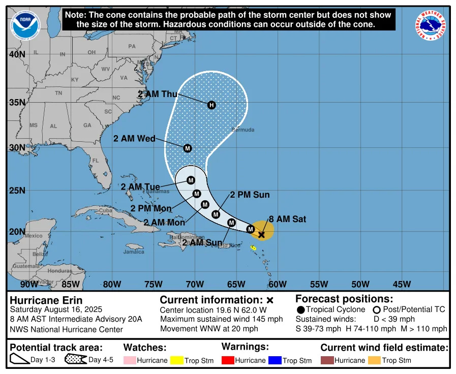 Hurricane Erin to send serious surf to Delaware beaches