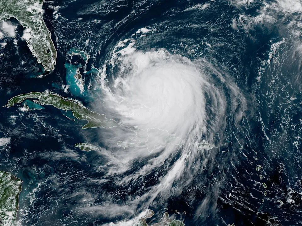 A satellite image shows Hurricane Erin at 3:10 p.m. EDT, Aug. 18, 2025. / Credit: NOAA/NESDIS/STAR GOES-19