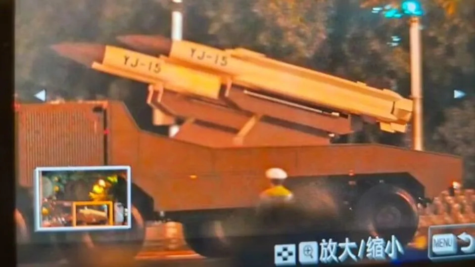 YJ missiles are seen during the parade rehearsal - From Chinese social media