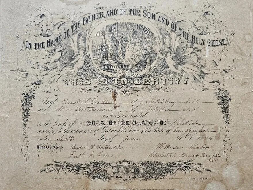 Combining love and art: Design the first New Hampshire heirloom marriage license