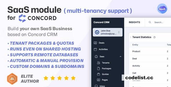 SaaS module for Concord v1.0 - Transform your CRM into a Powerful Multi-Tenancy Solution - nulled