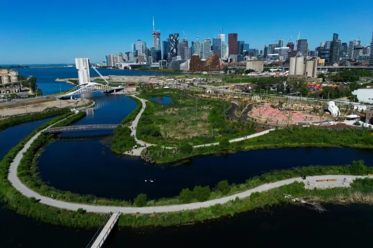 The complex Port Lands project installed wetlands and marshes to absorb excess water during extreme storms (Cole BURSTON)