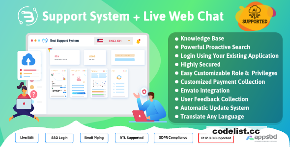 Support System v4.1.7 - Live Web Chat & Client Desk & Ticket Help Desk - nulled 