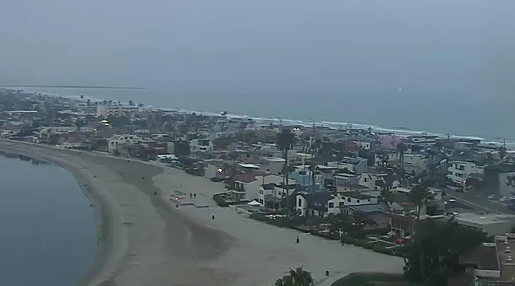View of Mission Beach on Wednesday, July 30, 2025. (Image credit: Catamaran Resort Hotel and Spa’s Mission Beach webcam)