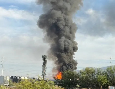 The fire at 6500 N. Fifth Street destroyed a building under construction. (Credit: Jennifer Rendon)
