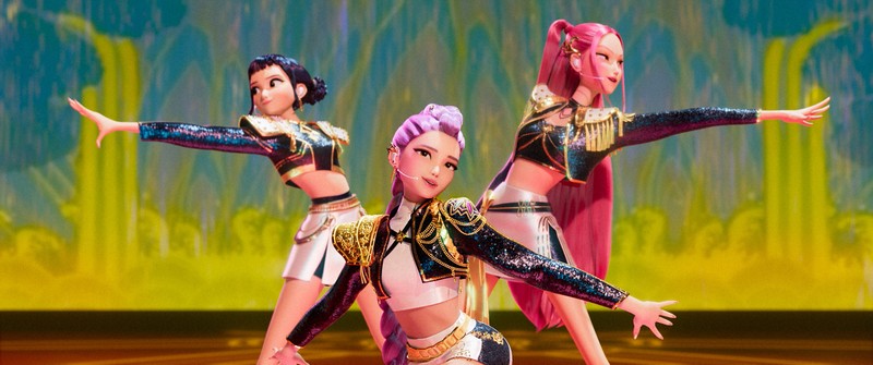 映画「KPOPガールズ！　デーモン・ハンターズ」の一場面。女性3人組HUNTR/X（ハントリックス）による挿入歌がヒットしている＝©2025 Netflix