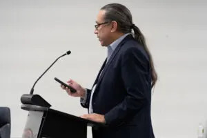  Kevin Abourezk testifies before the State Board of Education. March 8, 2024. (Zach Wendling/Nebraska Examiner)