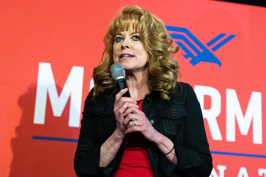 UNITED STATES – APRIL 25: State Treasurer Stacy Garrity speaks during a rally for Dave McCormick, Republican U.S. Senate candidate from Pennsylvania, at Beerded Goat Brewery in Harrisburg, Pa., on Thursday, April 25, 2024. (Tom Williams/CQ-Roll Call, Inc via Getty Images)