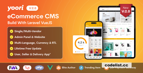 YOORI eCommerce  v2.0 - Single & Multi-Vendor PWA Marketplace CMS - nulled