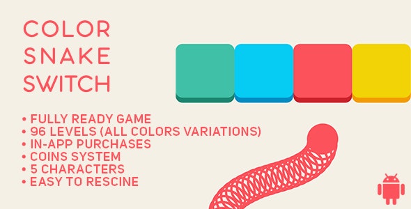 Color Snake Switch - Fun Arcade Game Android Template + easy to reskine + AdMob Color Snake Switch - Fun Arcade Game Android Template + easy to reskine + AdMob