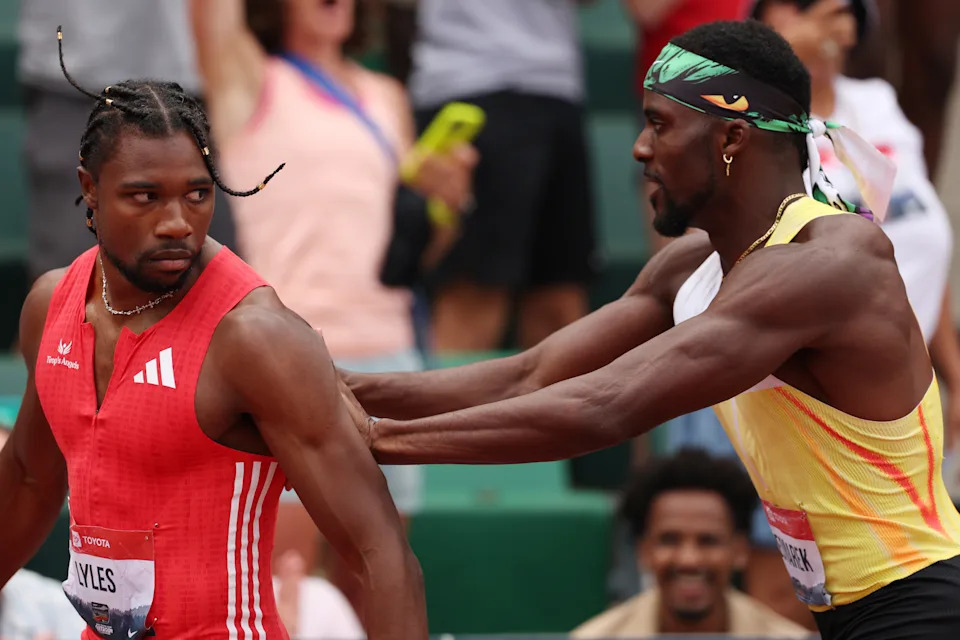 Kenny Bednarek shoves winner Noah Lyles after spicy 200M final at USATF National Championships