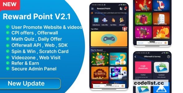 Reward Point v2.1 - CPI Offer + Offerwall + Game + Spin - nulled