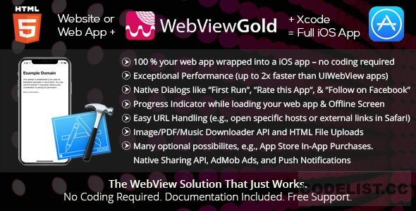 WebViewGold for iOS v7.1 – WebView URL/HTML to iOS app + Push, URL Handling, APIs & much more!