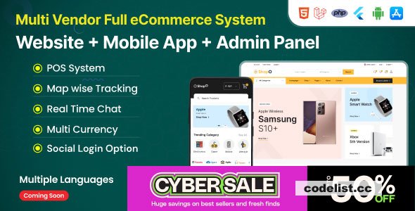 Shopo eCommerce v6.0.0 - Multivendor eCommerce Flutter App with Admin Panel, Website & PWA 