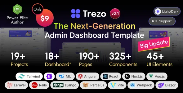 Trezo - Tailwind, Bootstrap, Material, React, Angular, Vue, Laravel ASP.net Admin Dashboard Template v2.1.0