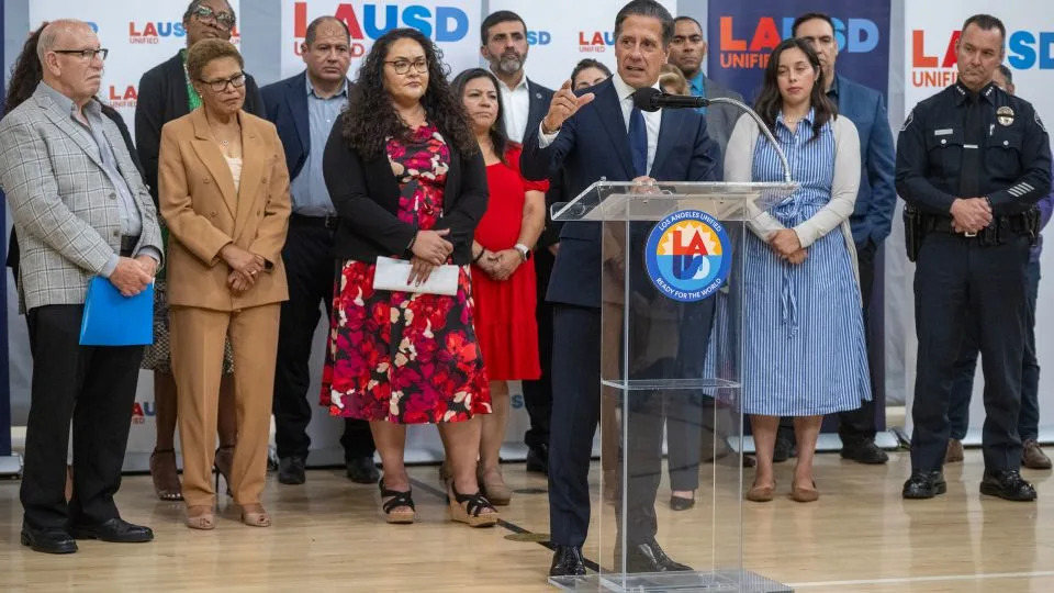 LAUSD Superintendent Alberto Carvalho speaks during a press conference at Edward R. Roybal Learning Center in Los Angeles on Monday, August 11. - Hans Gutknecht/MediaNews Group/Los Angeles Daily News/Getty Images