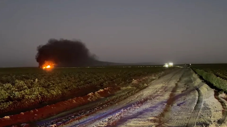 Fire crews attended the scene to extinguish the large flames (Fresno County Sheriff's Office)