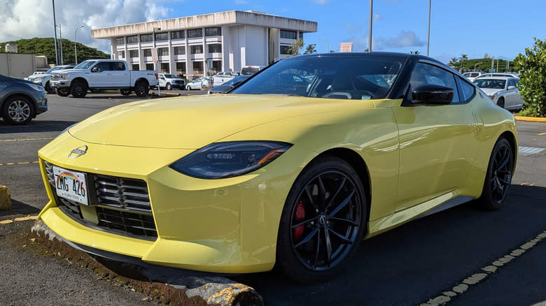 Nissan Z parked, front three-quarter