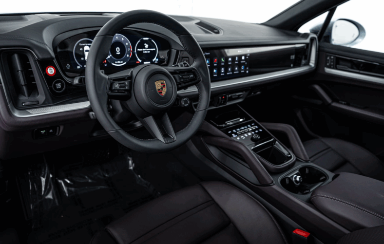 The optional Blackberry and Black interior of the Porsche Cayenne E-Hybrid