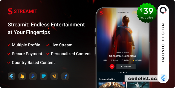 Streamit - OTT Streaming Flutter App (Add-on) v1.3.0