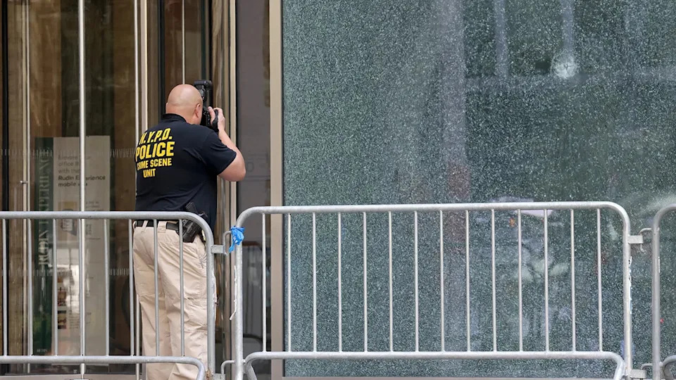 Scene outside NFL building where the mass shooting took place in NYC