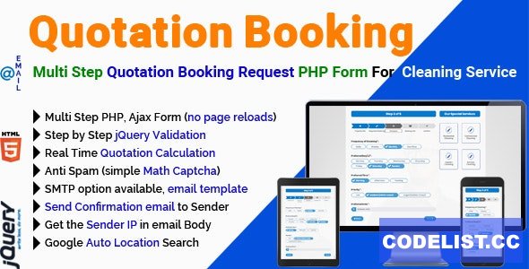 Quotation Booking v3.1.1 - Multi Step Quotation Booking Request PHP Form For Cleaning Service