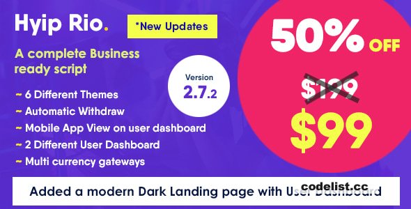 Hyip Rio v2.7.2 - Advanced Hyip Investment Scheme With Ranking System and Automatic Withdraw - nulled