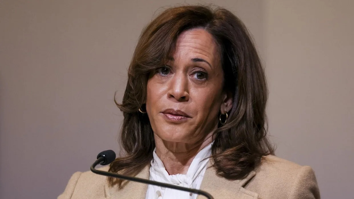 Former Vice President Kamala Harris speaks at the Leading Women Defined Summit in Dana Point, California.