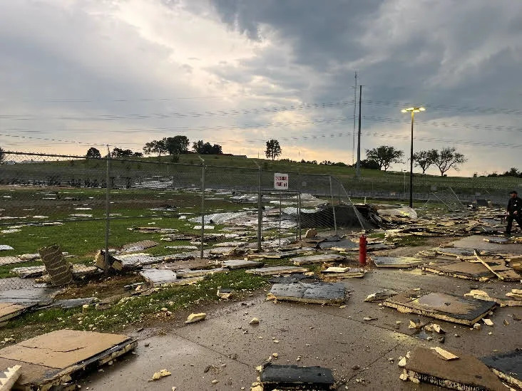 Storm displaces 387 inmates as Nebraska prison loses roof from two housing units