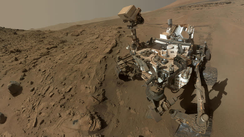 The Curiosity rover on the surface of Mars