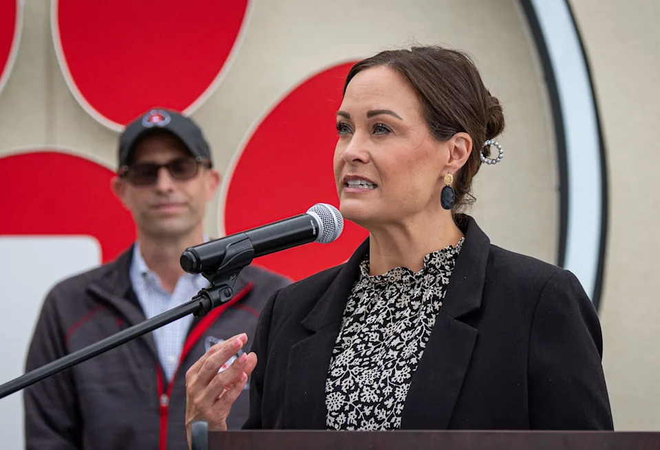 Kentucky Lieutenant Gov. Jacqueline Coleman spoke before a ribbon cutting to celebrate a new expansion at Jefferson Animal Hospital that adds 7,000 square feet to its flagship location on Outer Loop. July 14, 2025.