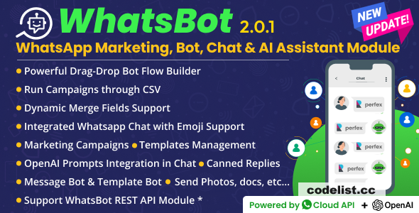 WhatsBot v3.0.0 - WhatsApp Marketing, Bot, Chat & AI Personal Assistant Module for Perfex CRM