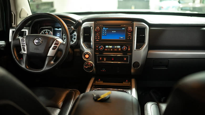 A look at the stock Nissan Titan interior of this... unique build