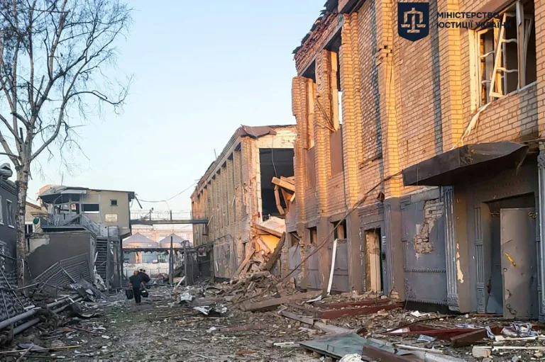 Four bombs hit the prison, Ukraine's justice ministry said (Handout)