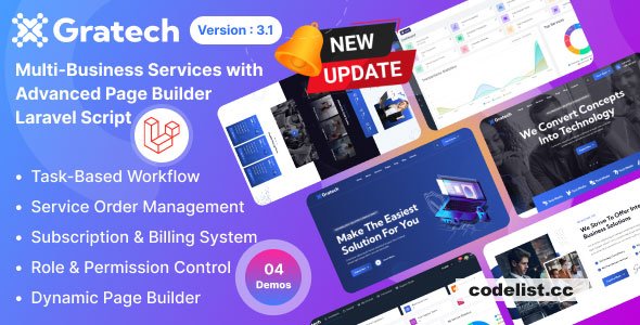 Gratech v3.1 - Multi-Business Services with Advanced Page Builder & Workflow Tools