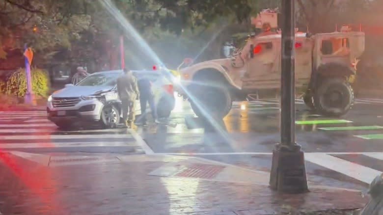 Crash involving a National Guard MATV and a civilian SUV in Washington DC