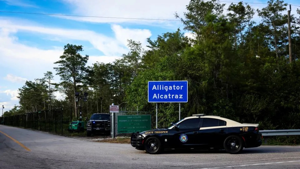 The makeshift detention center dubbed &quot;Alligator Alcatraz&quot; is deep in the marshy wetlands of the Florida Everglades. - Eva Marie Uzcategui/Reuters