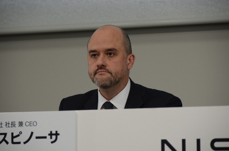 イバン・エスピノーサ社長＝横浜市の日産本社で2025年7月30日午後4時53分、鶴見泰寿撮影