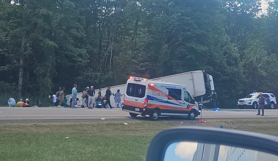 Five passengers aboard a tourist bus were killed on August 22 when their driver got distracted and crashed on a New York state highway, police said (Photo by MIKE FLAIG/Courtesy of Facebook user Mike FLAIG/AFP via Getty Images)