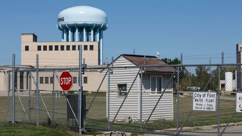 The City of Flint Water Department in Flint, Michigan, is pictured on September 17, 2024. - Jeff Kowalsky/AFP/Getty Images