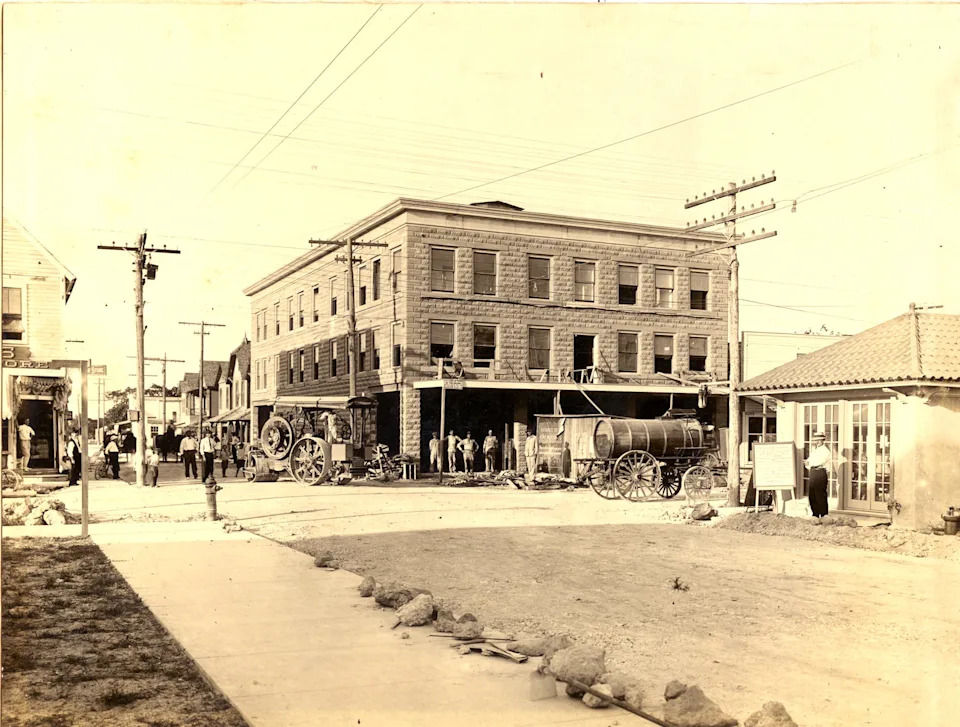 Corner of Clematis Street and Dixie Highway in downtown West Palm Beach, circa 1913.