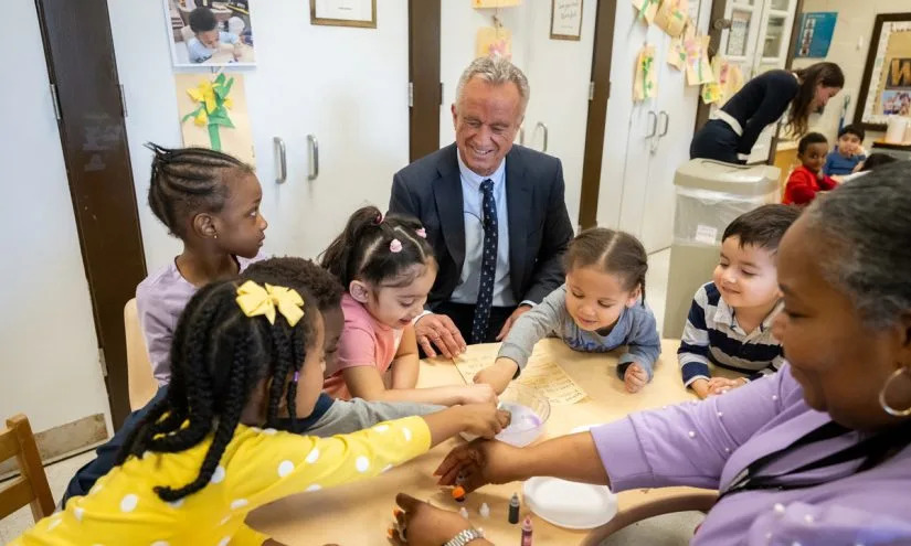 Health and Human Services Secretary Robert. F. Kennedy Jr. visits a Head Start program on May 21 to promote healthy eating. On July 10, he issued a directive barring undocumented students from the federally funded early education program. (Facebook/HeadStart.gov)