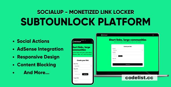 SocialUp v1.0 - Monetized Social Unlock Link