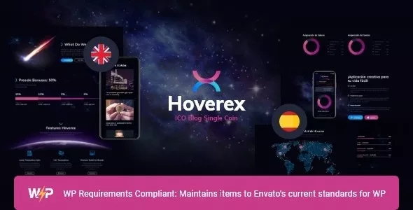 Hoverex - Cryptocurrency, NFT & ICO WordPress Theme + Spanish v1.5.11
