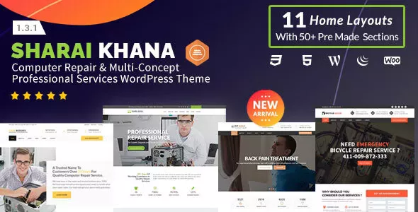 Sharai Khana v1.3.5 - Computer Repair & Multi-Concept Professional Services WordPress Theme