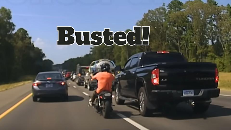 Watch: Lane Splitting Motorcycle Busted By Arkansas Trooper