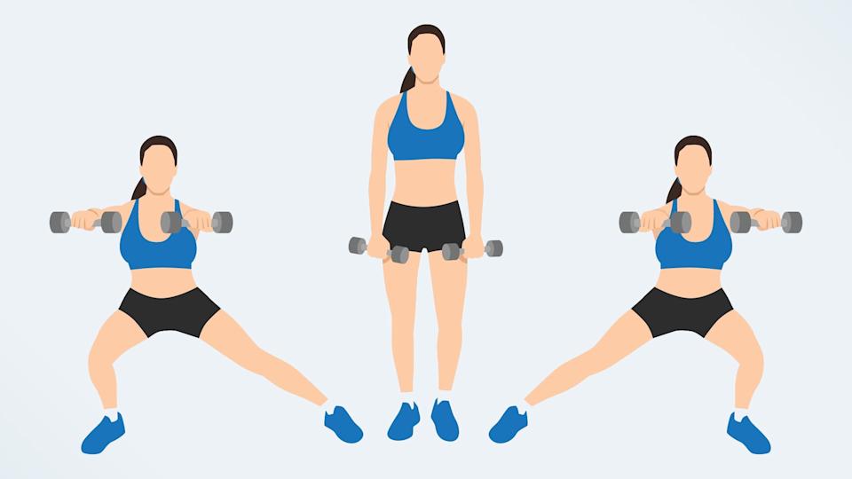 Lateral lunge to front raise exercise