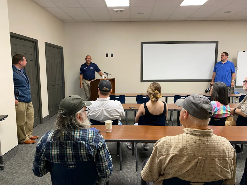 Pennsylvania Auditor General Tim Defoor presented his ‘Be Audit $mart’ program in Waynesboro on Aug. 15, 2025.